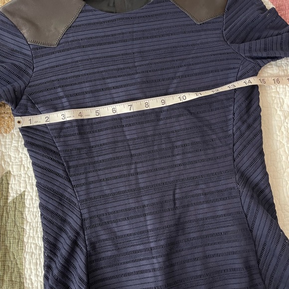 Rag & Bone Navy Mesh Top with Lamb Leather Patches - Picture 6 of 7